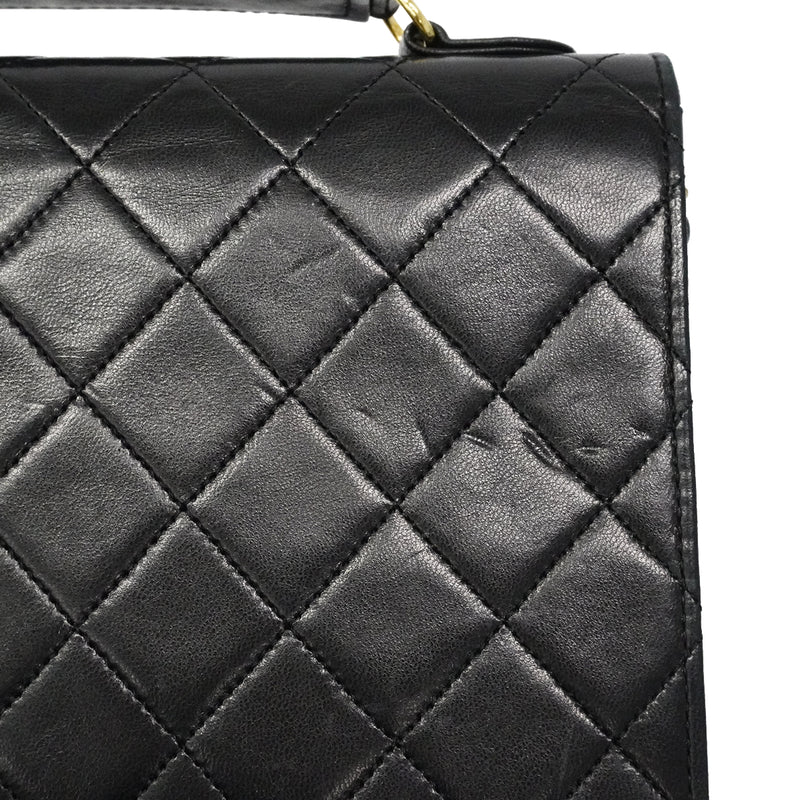 【6fa1945】シャネル ショルダーバッグ マトラッセ チェーンショルダー ラムスキン ブラック ゴールド金具【中古】レディース