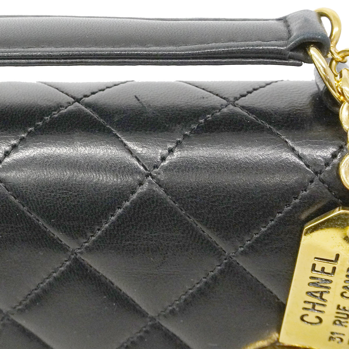 【6fa1945】シャネル ショルダーバッグ マトラッセ チェーンショルダー ラムスキン ブラック ゴールド金具【中古】レディース