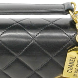 【6fa1945】シャネル ショルダーバッグ マトラッセ チェーンショルダー ラムスキン ブラック ゴールド金具【中古】レディース