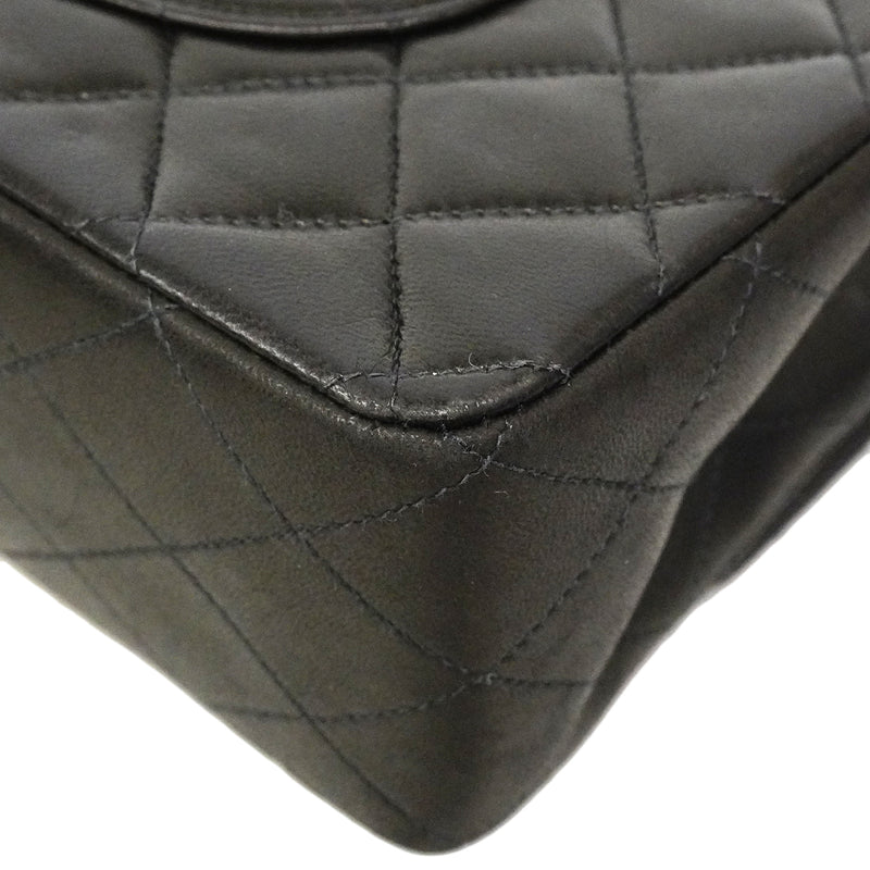 【6fa1946】シャネル ショルダーバッグ マトラッセ Wフラップ Wチェーン ラムスキン ブラック ゴールド金具【中古】レディース