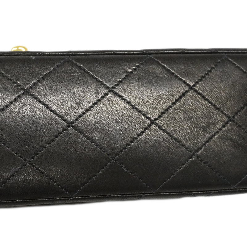 【6fa1946】シャネル ショルダーバッグ マトラッセ Wフラップ Wチェーン ラムスキン ブラック ゴールド金具【中古】レディース