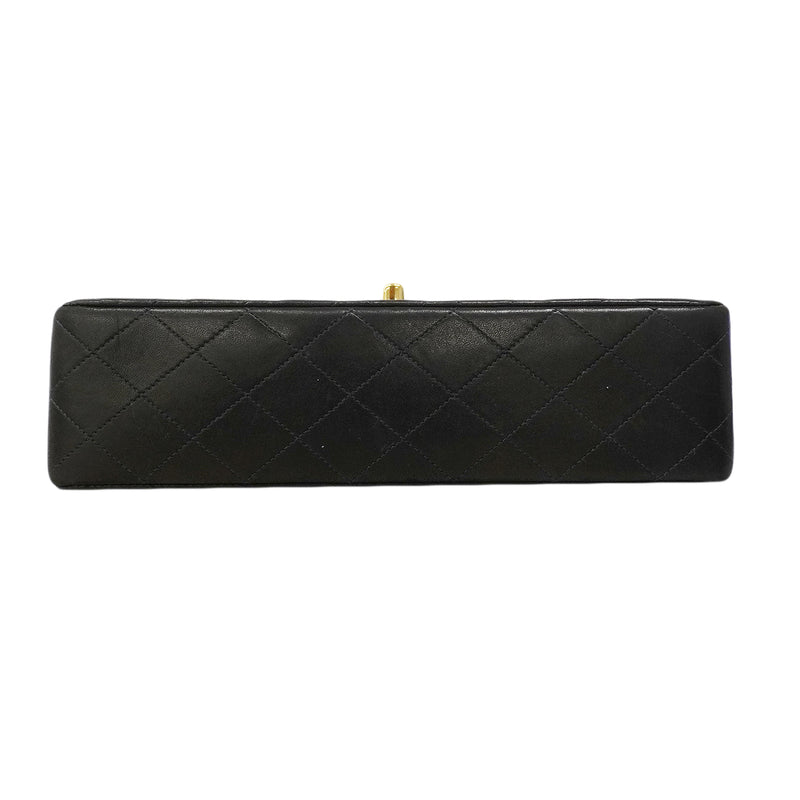 【6fa1946】シャネル ショルダーバッグ マトラッセ Wフラップ Wチェーン ラムスキン ブラック ゴールド金具【中古】レディース
