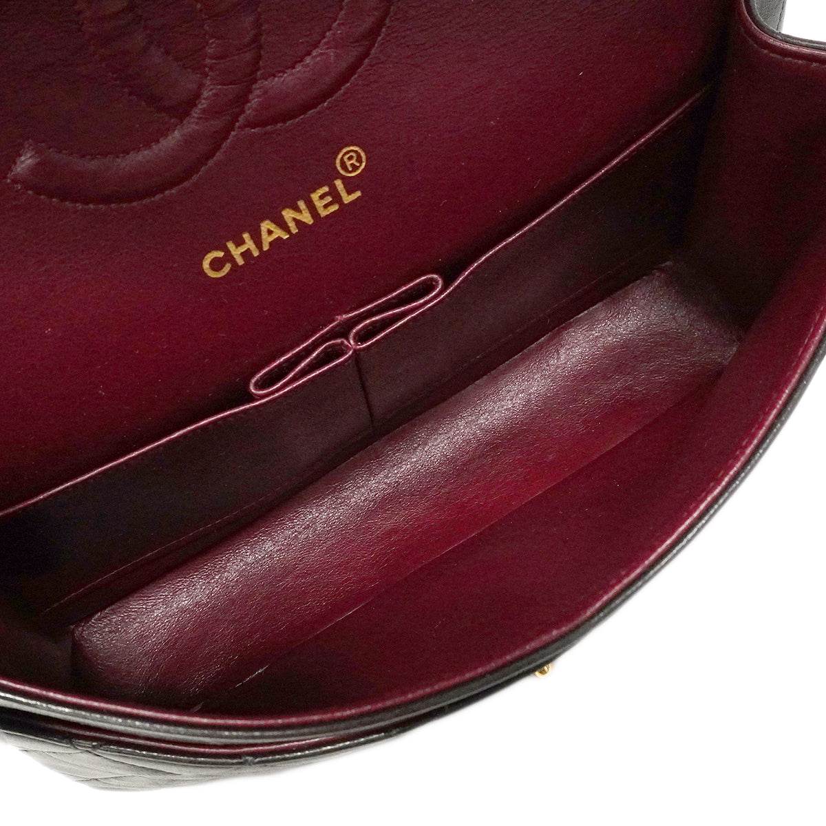 【6fa1946】シャネル ショルダーバッグ マトラッセ Wフラップ Wチェーン ラムスキン ブラック ゴールド金具【中古】レディース