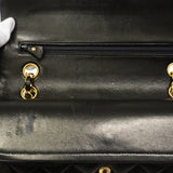 【6fa1946】シャネル ショルダーバッグ マトラッセ Wフラップ Wチェーン ラムスキン ブラック ゴールド金具【中古】レディース