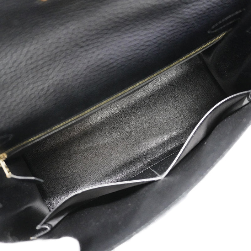 【6fc3303-h】エルメス ハンドバッグ ケリー32 アルデンヌ ブラック ゴールド金具 □B刻印【中古】レディース