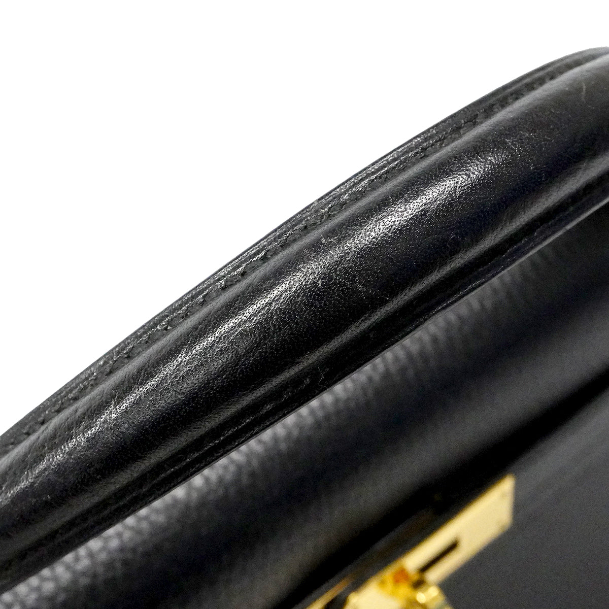 【6fc3303-h】エルメス ハンドバッグ ケリー32 アルデンヌ ブラック ゴールド金具 □B刻印【中古】レディース