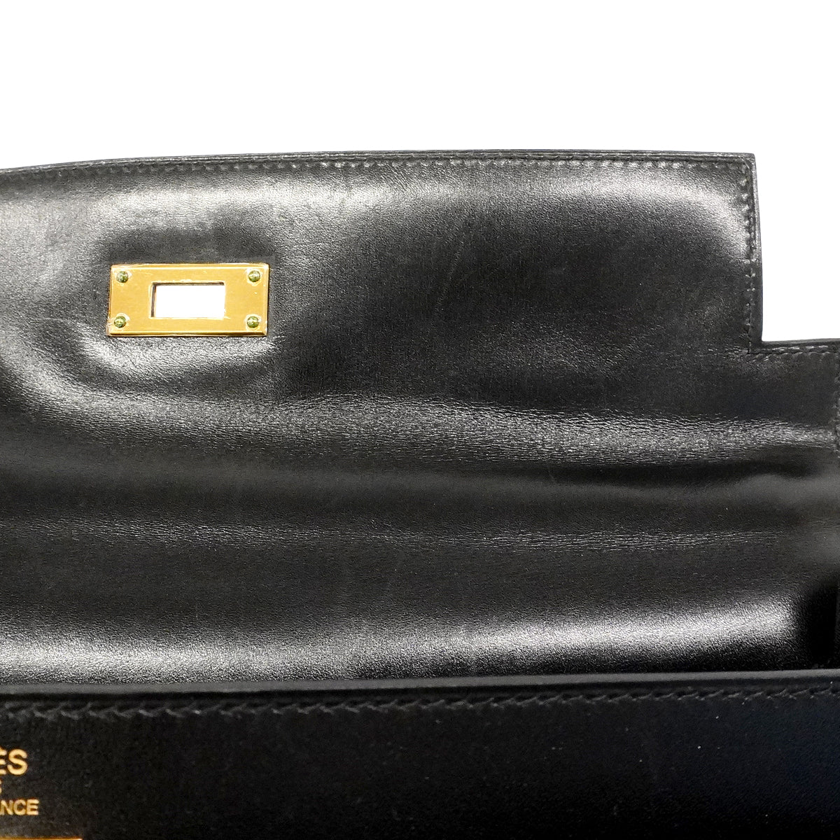 【6fc3947-h】エルメス ハンドバッグ ケリー32 ボックスカーフ ブラック ゴールド金具 □L刻印 2wayバッグ【中古】レディース