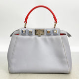 【6fb3162】フェンディ ハンドバッグ ピーカブー レザー ブルーグレー シルバー金具【中古】レディース
