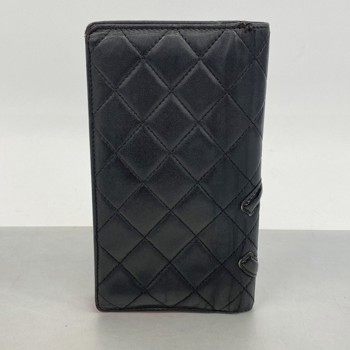 【6fb1987】シャネル 長財布 カンボン ラムスキン ブラック シルバー金具【中古】レディース