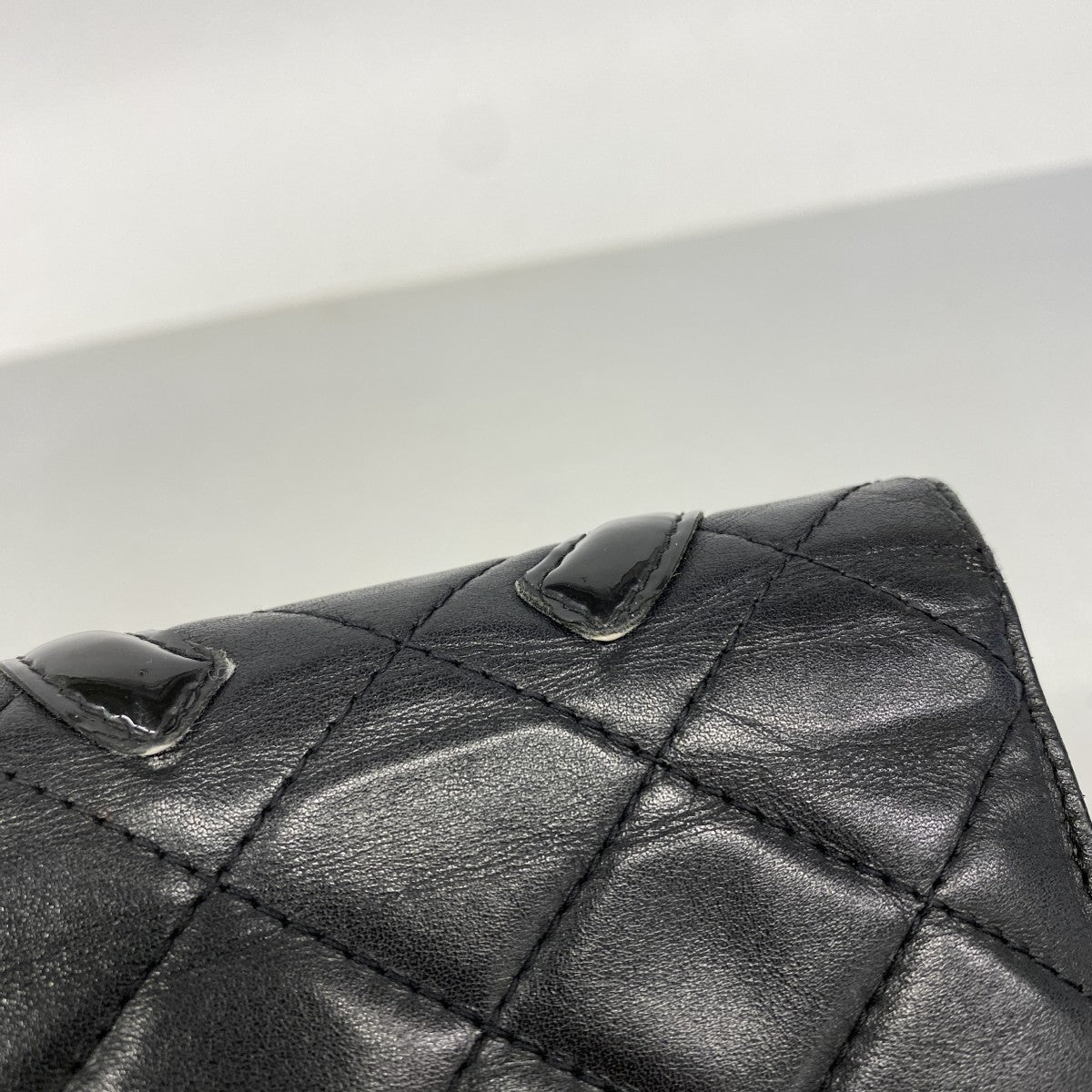 【6fb1987】シャネル 長財布 カンボン ラムスキン ブラック シルバー金具【中古】レディース