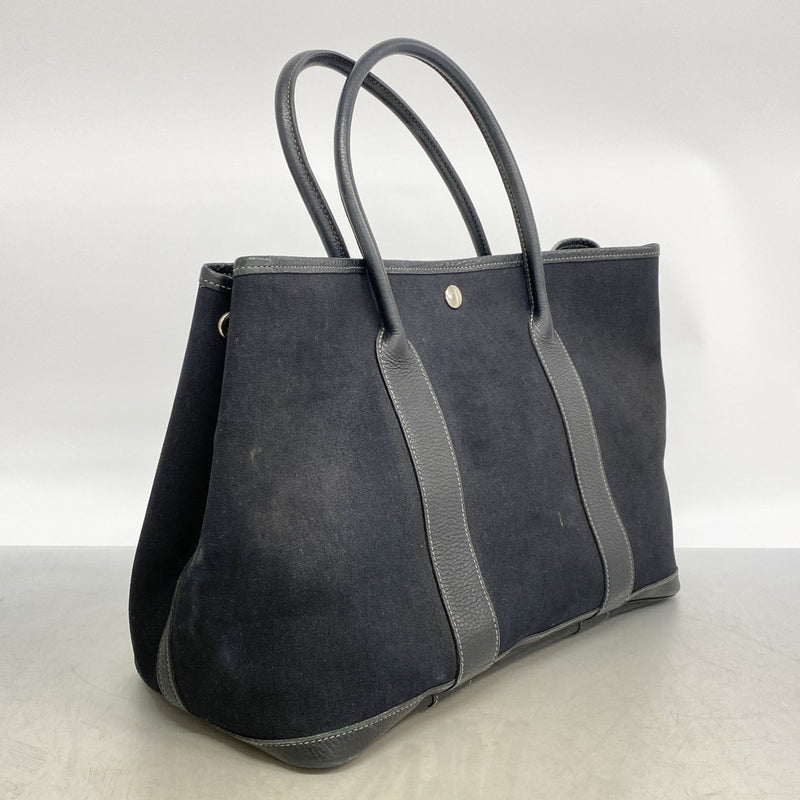 【6fb1998】エルメス トートバッグ ガーデンパーティPM トワルオフィシエ ブラック シルバー金具 □K刻印【中古】レディース