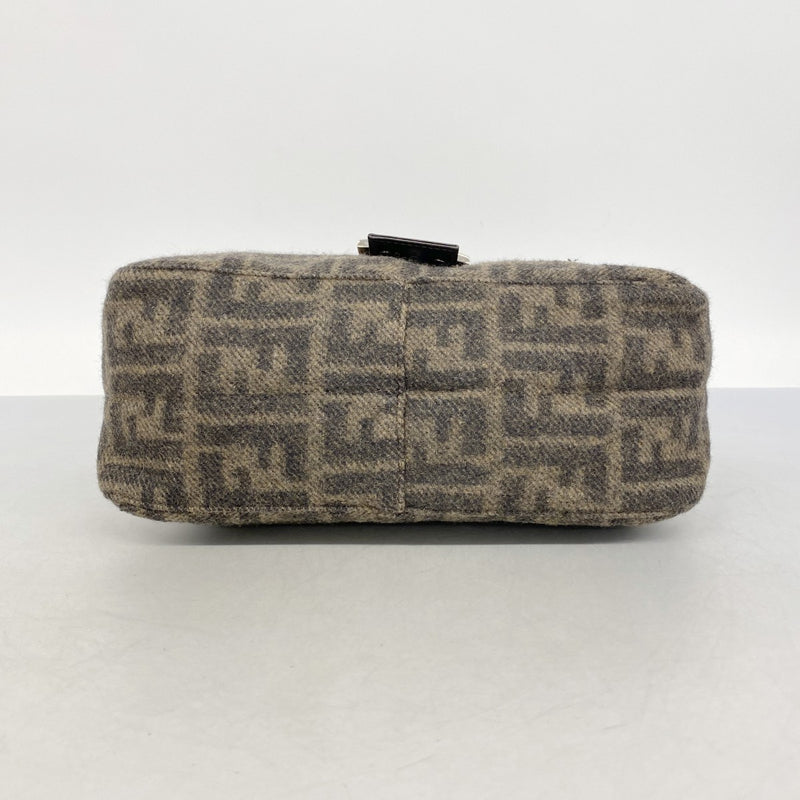【6fb2008】フェンディ ハンドバッグ ズッカ ウール ブラウン シルバー金具【中古】レディース