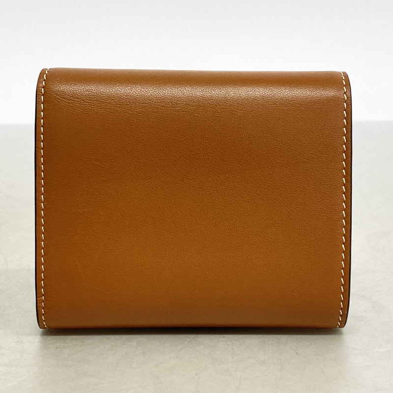【6fb2020】セリーヌ 三つ折り財布 トリオンフ レザー ブラウン ゴールド金具【中古】レディース