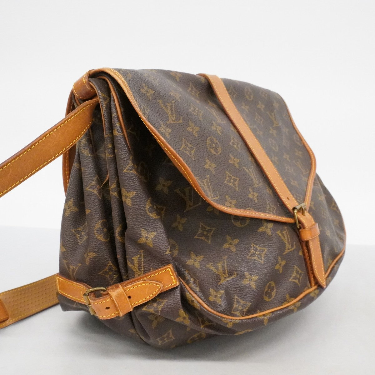 【6fb2072】ルイヴィトン ショルダーバッグ モノグラム ソミュール35 M42254 ブラウン【中古】レディース