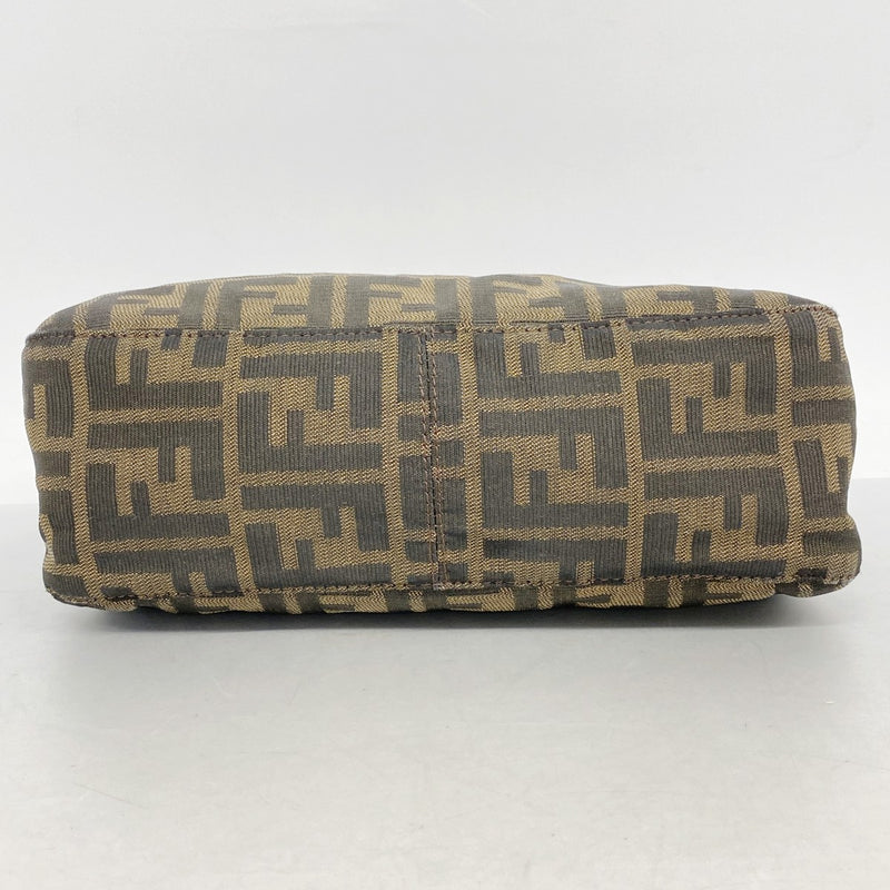 【6fb2117】フェンディ ハンドバッグ ズッカ ナイロンキャンバス ブラウン シルバー金具【中古】レディース