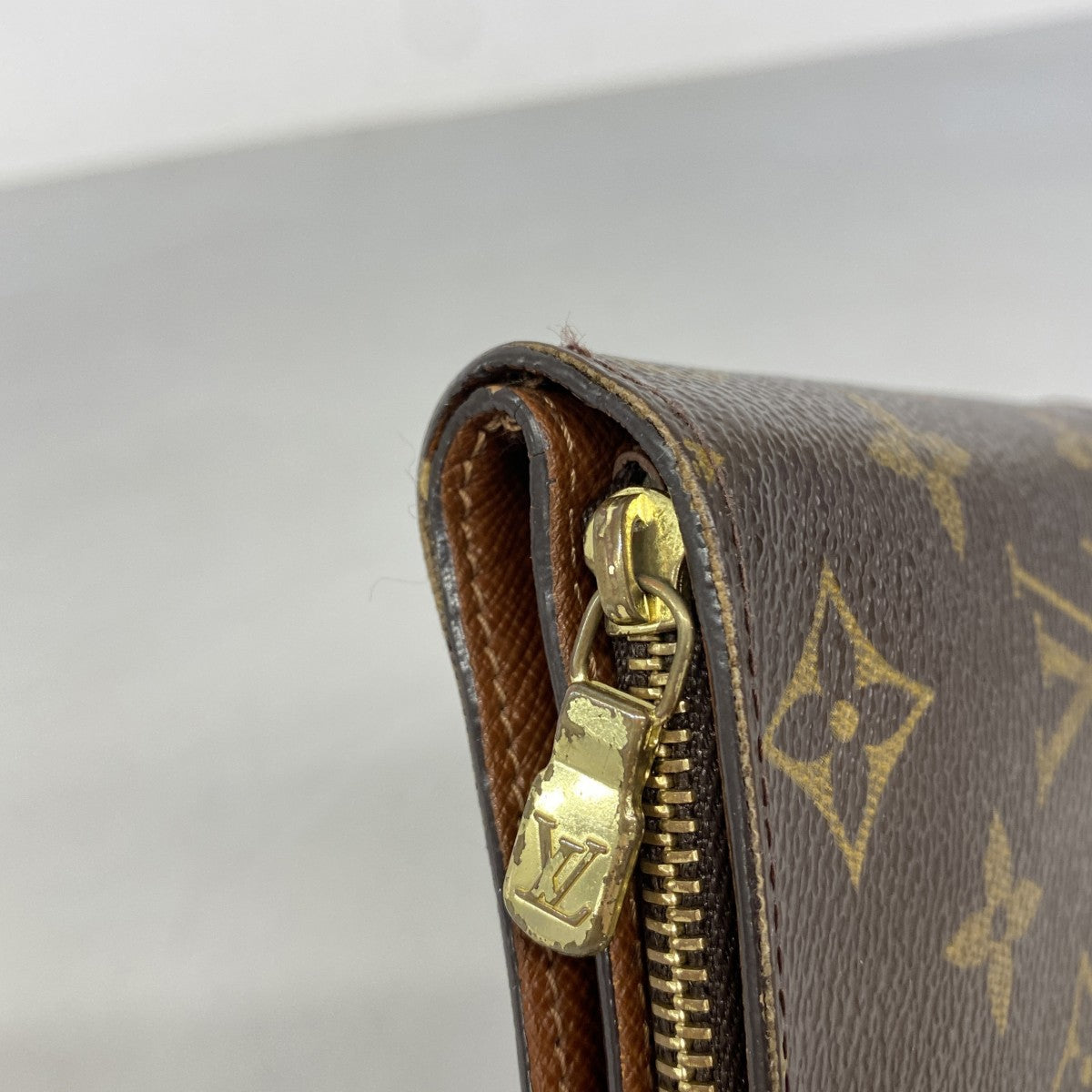 【6fb2145】ルイヴィトン 財布 モノグラム コンパクトジップ M61667 ブラウン【中古】レディース