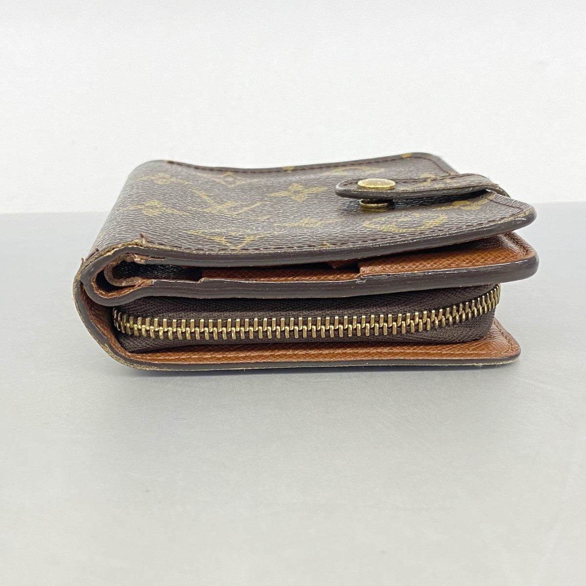 【6fb2145】ルイヴィトン 財布 モノグラム コンパクトジップ M61667 ブラウン【中古】レディース