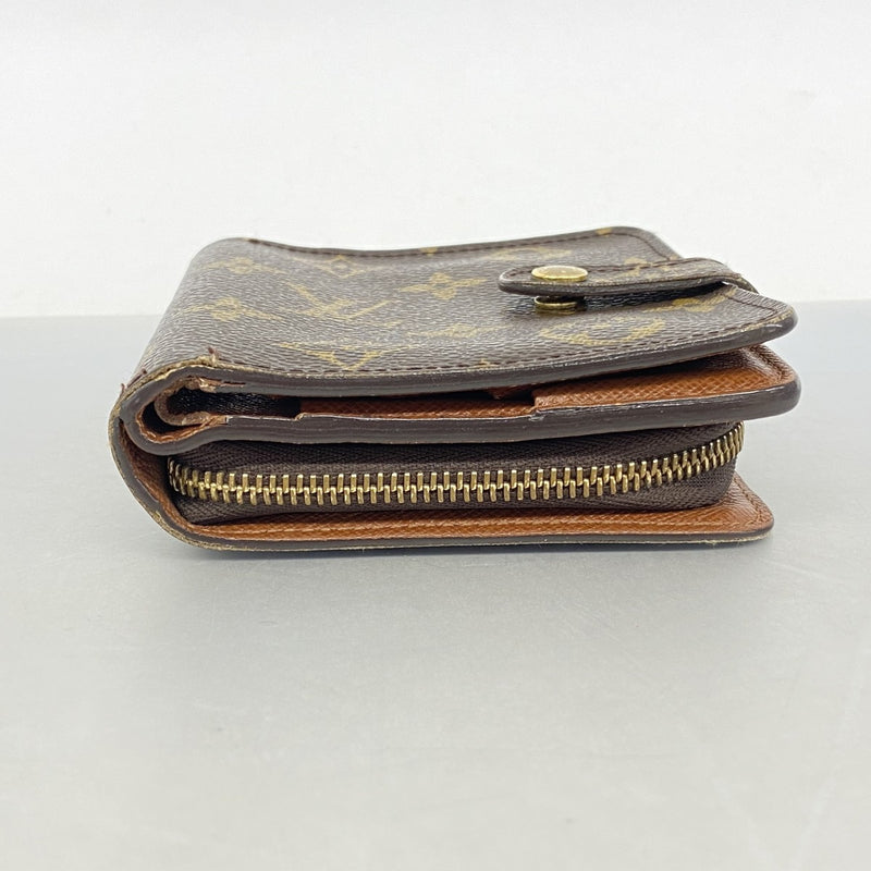 【6fb2145】ルイヴィトン 財布 モノグラム コンパクトジップ M61667 ブラウン【中古】レディース