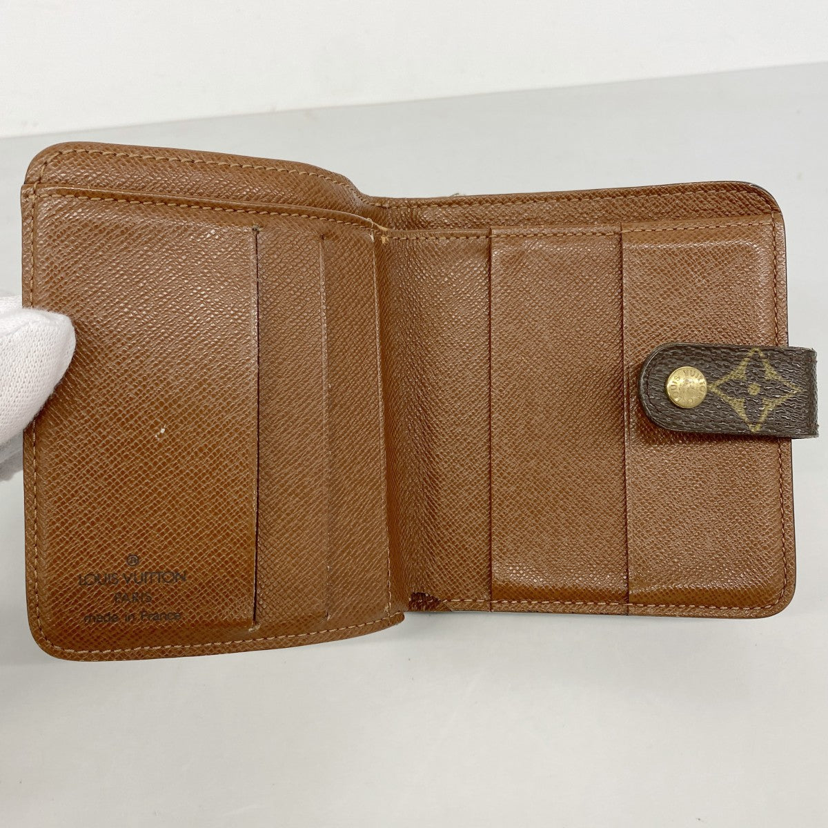 【6fb2145】ルイヴィトン 財布 モノグラム コンパクトジップ M61667 ブラウン【中古】レディース