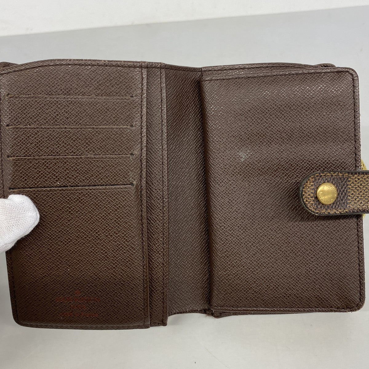 【6fb2170】ルイヴィトン 財布 ダミエ ポルトモネビエヴィエノワ N61664 エベヌ【中古】レディース