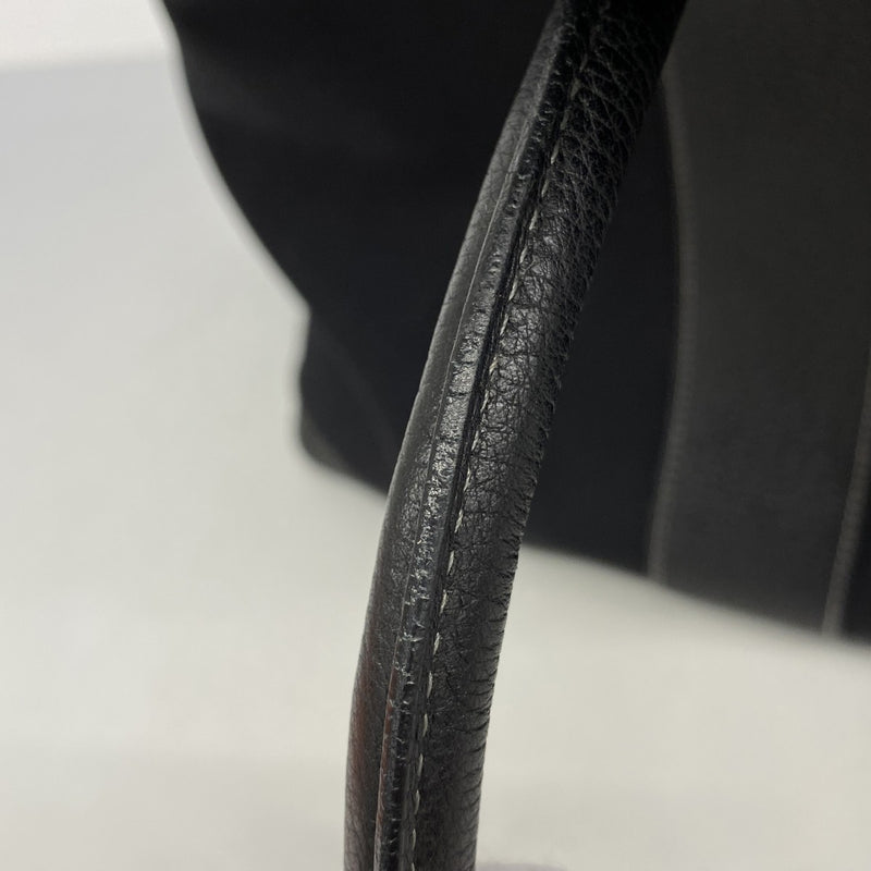 【6fb2171】エルメス トートバッグ ガーデンパーティGM トワルオフィシエ ブラック シルバー金具 □G刻印【中古】レディース