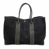 【6fb2171】エルメス トートバッグ ガーデンパーティGM トワルオフィシエ ブラック シルバー金具 □G刻印【中古】レディース