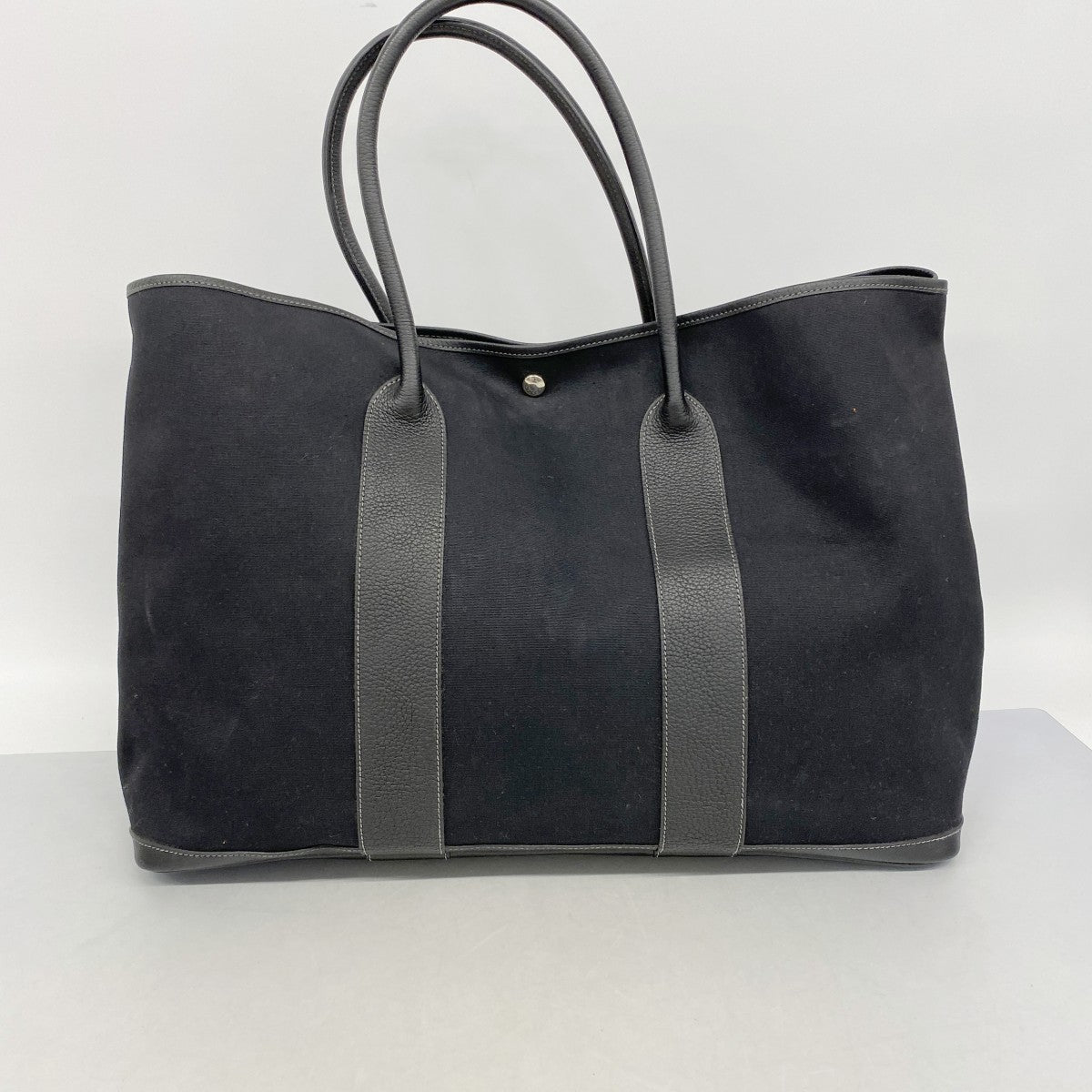【6fb2171】エルメス トートバッグ ガーデンパーティGM トワルオフィシエ ブラック シルバー金具 □G刻印【中古】レディース