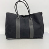 【6fb2171】エルメス トートバッグ ガーデンパーティGM トワルオフィシエ ブラック シルバー金具 □G刻印【中古】レディース