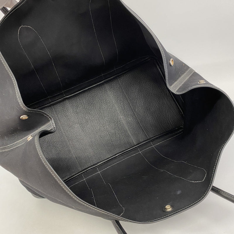 【6fb2171】エルメス トートバッグ ガーデンパーティGM トワルオフィシエ ブラック シルバー金具 □G刻印【中古】レディース
