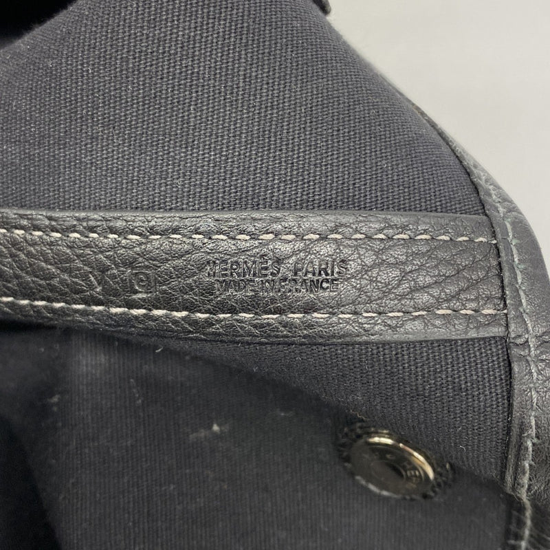 【6fb2171】エルメス トートバッグ ガーデンパーティGM トワルオフィシエ ブラック シルバー金具 □G刻印【中古】レディース