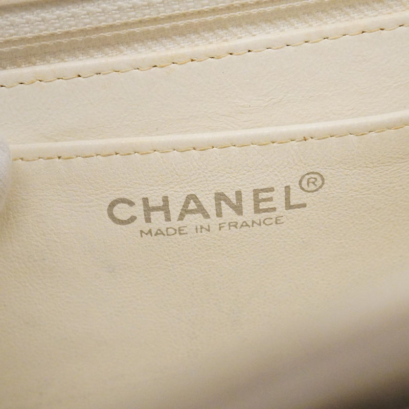 【6fb2196】シャネル ショルダーバッグ チョコバー Wチェーン パテントレザー アイボリー ブラック シルバー金具【中古】レディース