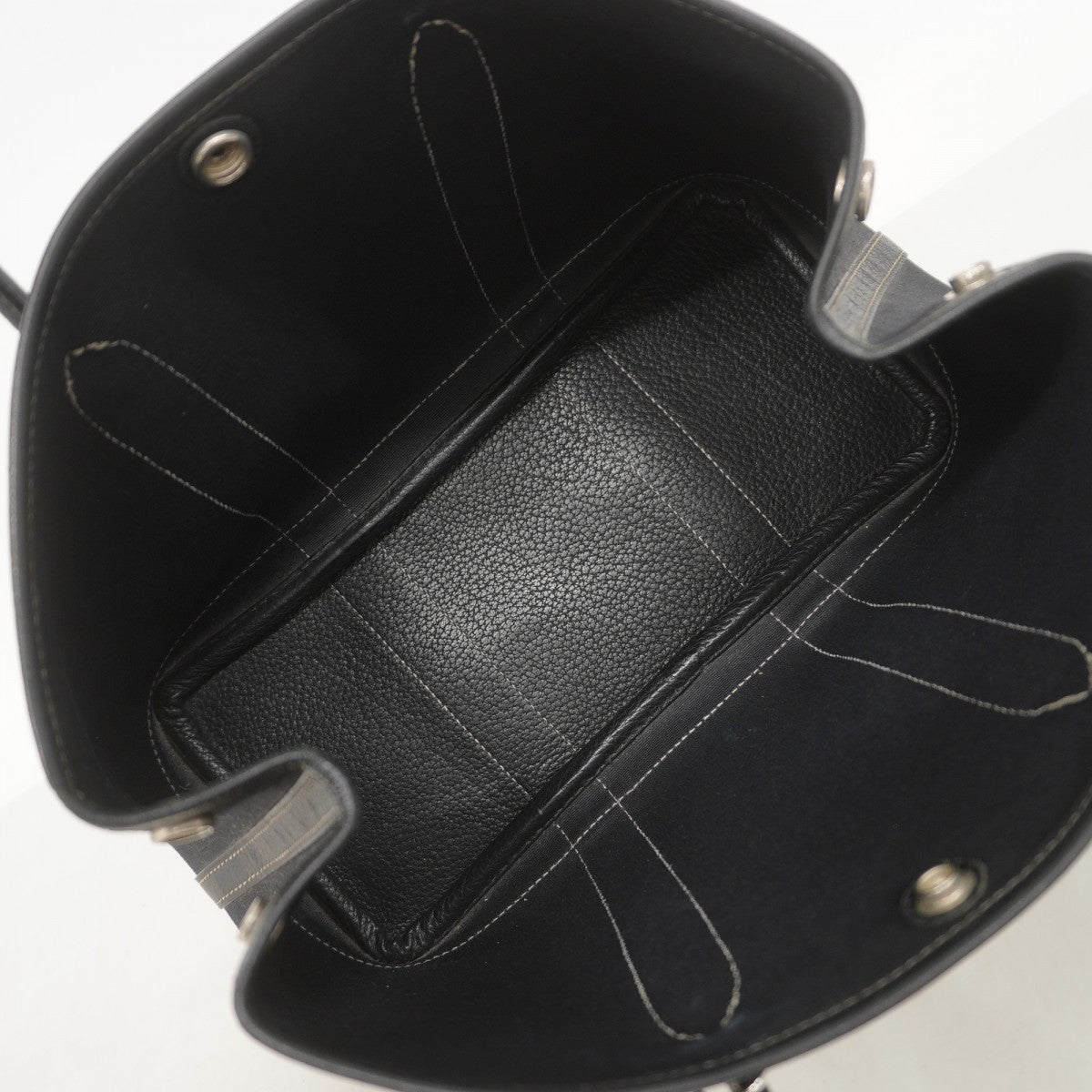 【6fb2207】エルメス トートバッグ ガーデンパーティTPM トワルオフィシエ ブラック シルバー金具 □H刻印【中古】レディース