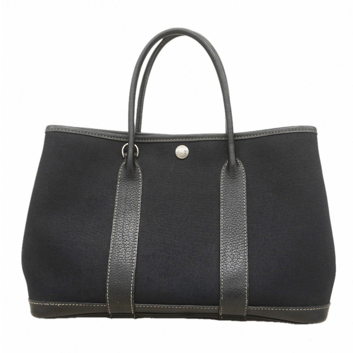 【6fb2207】エルメス トートバッグ ガーデンパーティTPM トワルオフィシエ ブラック シルバー金具 □H刻印【中古】レディース