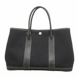 【6fb2207】エルメス トートバッグ ガーデンパーティTPM トワルオフィシエ ブラック シルバー金具 □H刻印【中古】レディース