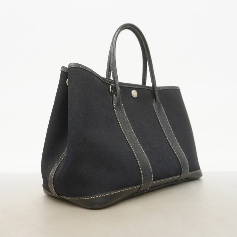 【6fb2207】エルメス トートバッグ ガーデンパーティTPM トワルオフィシエ ブラック シルバー金具 □H刻印【中古】レディース