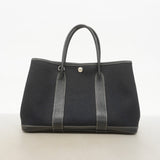 【6fb2207】エルメス トートバッグ ガーデンパーティTPM トワルオフィシエ ブラック シルバー金具 □H刻印【中古】レディース