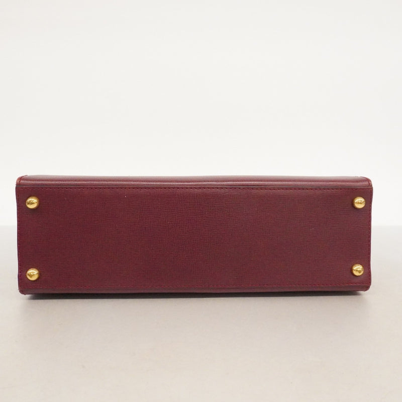 【6fb2233】カルティエ ハンドバッグ マスト レザー ボルドー ゴールド金具【中古】レディース