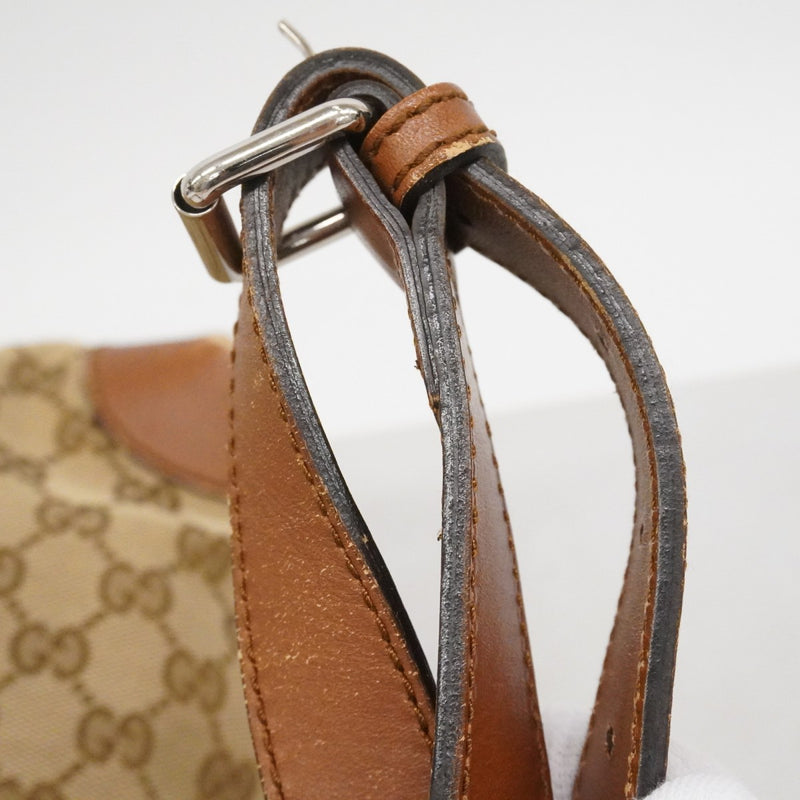 【6fb2234】グッチ ショルダーバッグ GGキャンバス/シェリーライン 337598 キャンバス ベージュ ブラウン シルバー金具【中古】レディース