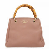 【6fb2251-k】グッチ ハンドバッグ バンブー 336032 レザー ピンク シャンパンゴールド金具【中古】レディース