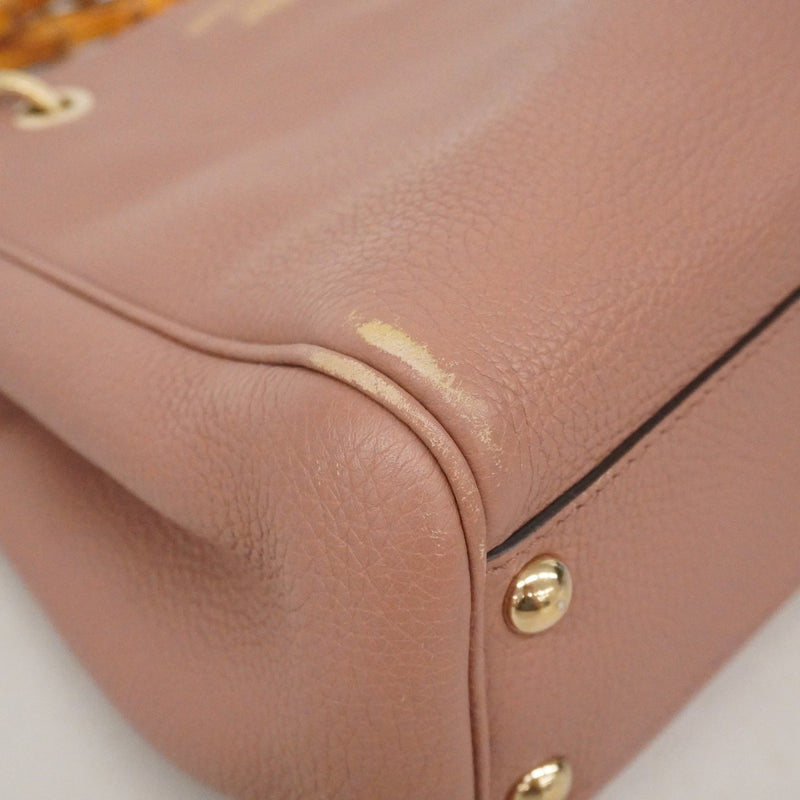 【6fb2251-k】グッチ ハンドバッグ バンブー 336032 レザー ピンク シャンパンゴールド金具【中古】レディース
