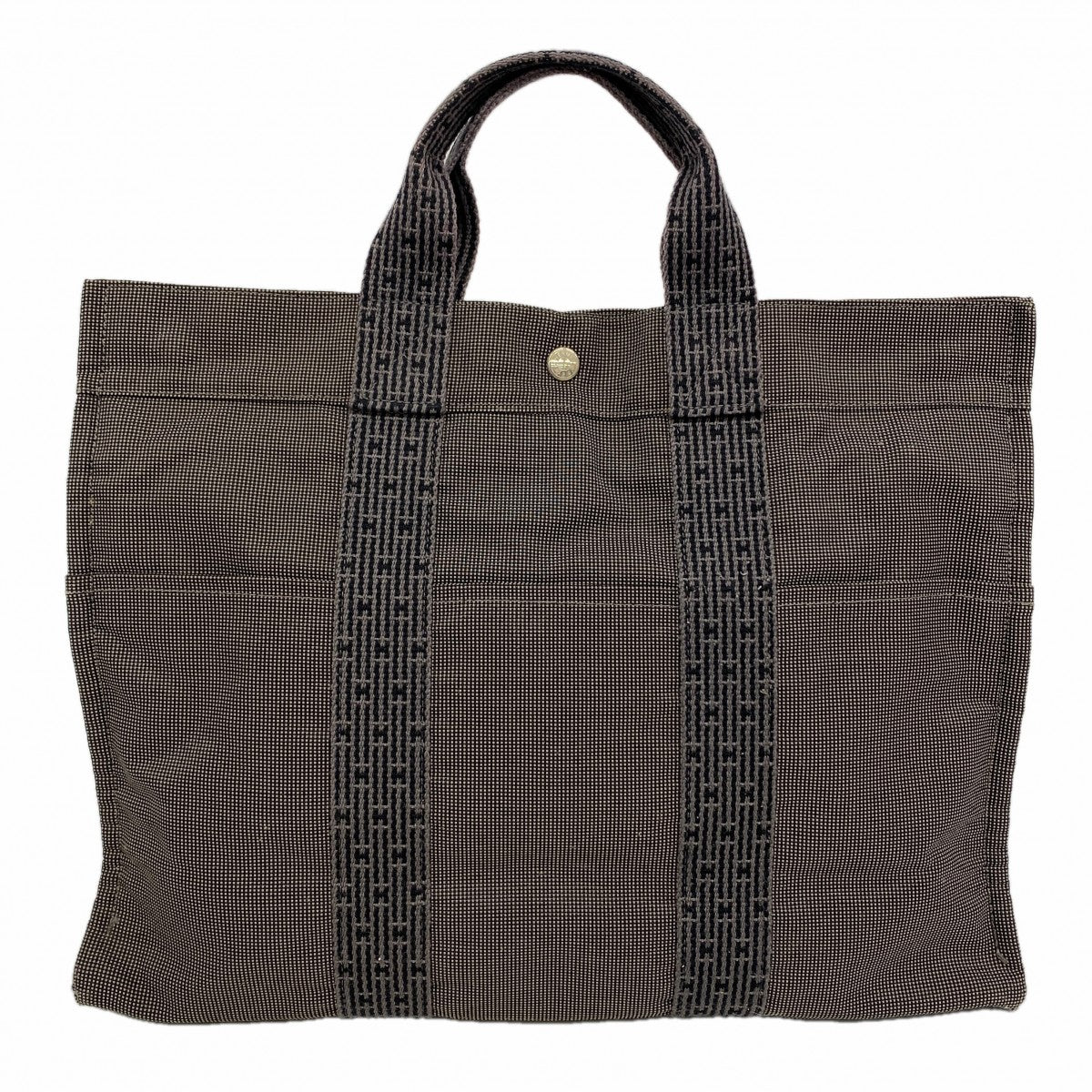 【6fb2283-k】エルメス トートバッグ エールラインMM キャンバス グレー シルバー金具【中古】メンズ レディース ユニセックス