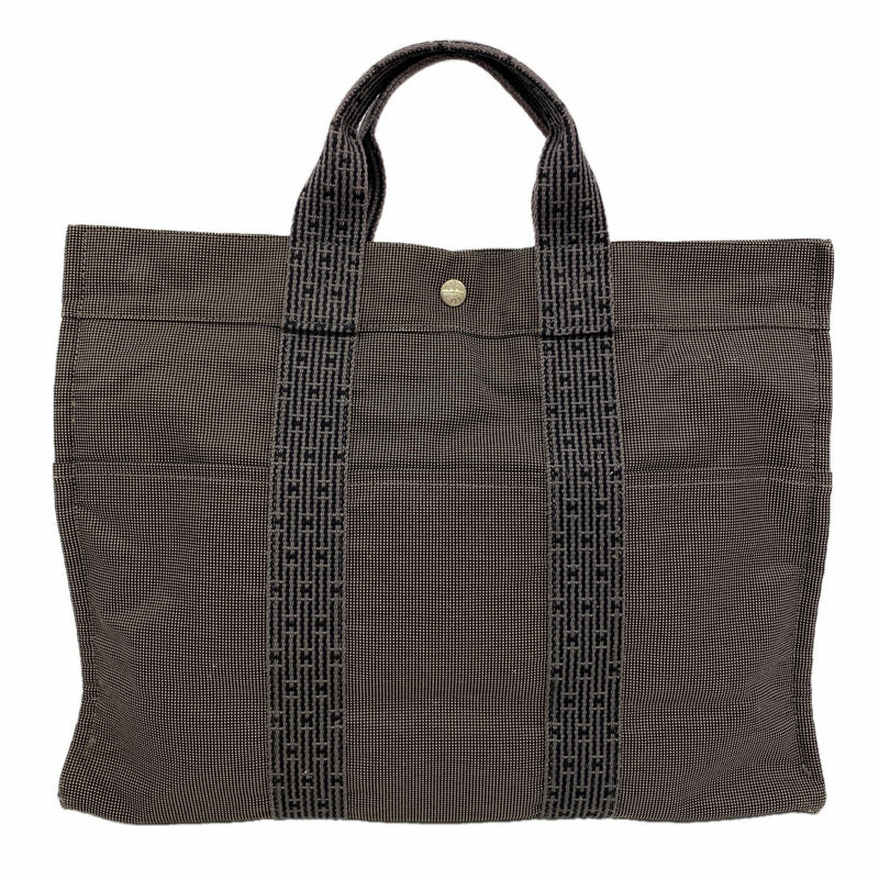 【6fb2283-k】エルメス トートバッグ エールラインMM キャンバス グレー シルバー金具【中古】メンズ レディース ユニセックス