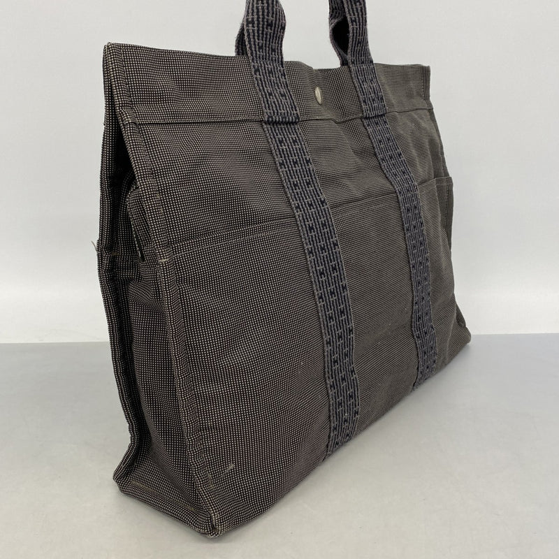 【6fb2283-k】エルメス トートバッグ エールラインMM キャンバス グレー シルバー金具【中古】メンズ レディース ユニセックス