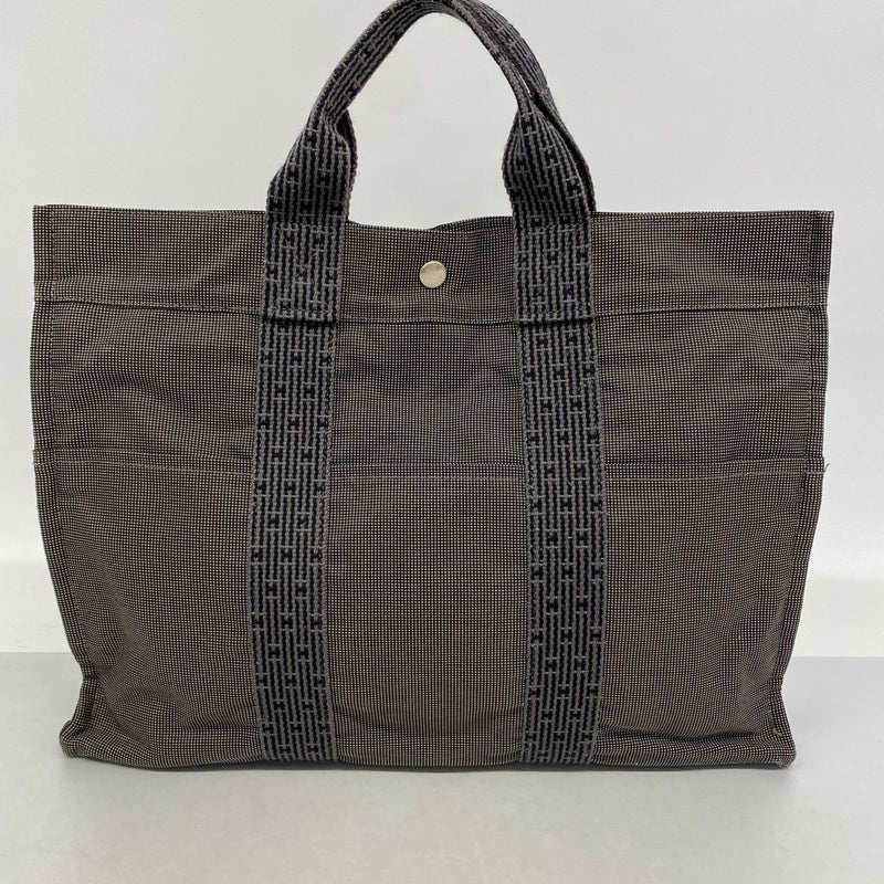【6fb2283-k】エルメス トートバッグ エールラインMM キャンバス グレー シルバー金具【中古】メンズ レディース ユニセックス