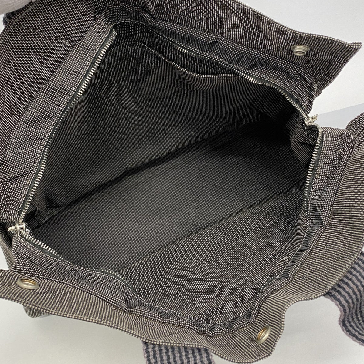 【6fb2283-k】エルメス トートバッグ エールラインMM キャンバス グレー シルバー金具【中古】メンズ レディース ユニセックス