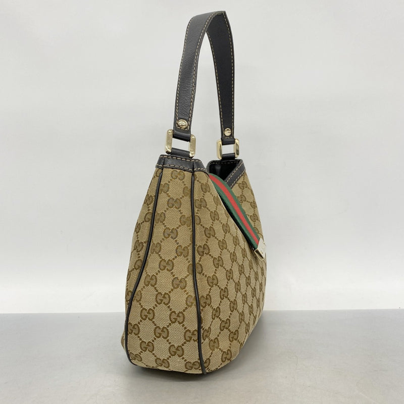 【6fb2295-k】グッチ ショルダーバッグ GGキャンバス/シェリーライン 233608 キャンバス ベージュ シャンパンゴールド金具【中古】レディース