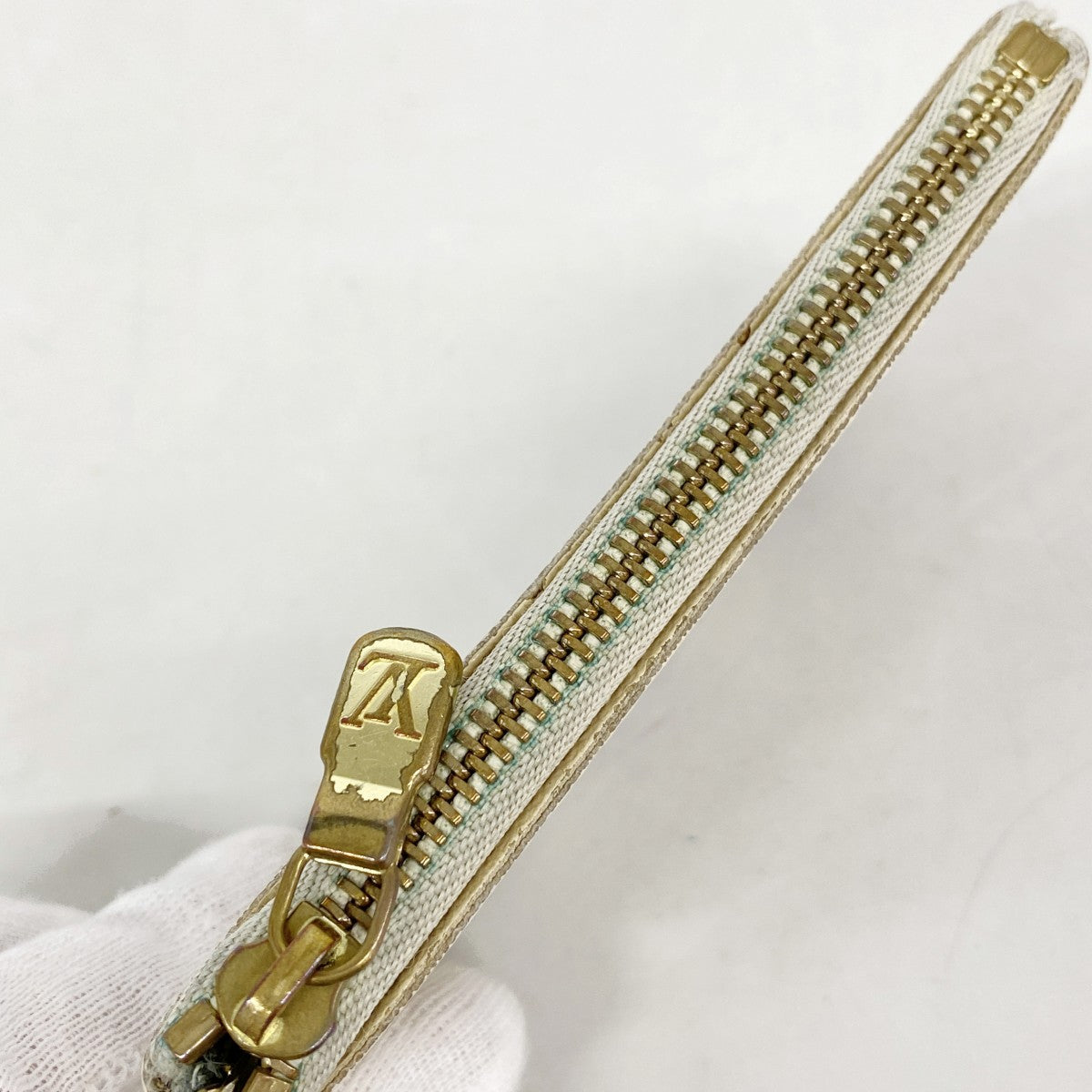 【6fb2302-k】ルイヴィトン コインケース ダミエ・アズール ポシェットクレ N62659 ホワイト【中古】メンズ レディース ユニセックス