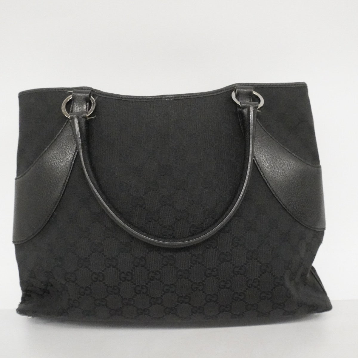 【6fb2305-k】グッチ トートバッグ GGキャンバス 113016 キャンバス ブラック シルバー金具【中古】レディース