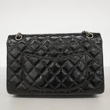 【6fb2306-k】シャネル ショルダーバッグ 2.55 Wフラップ Wチェーン パテントレザー ブラック シルバー金具【中古】レディース