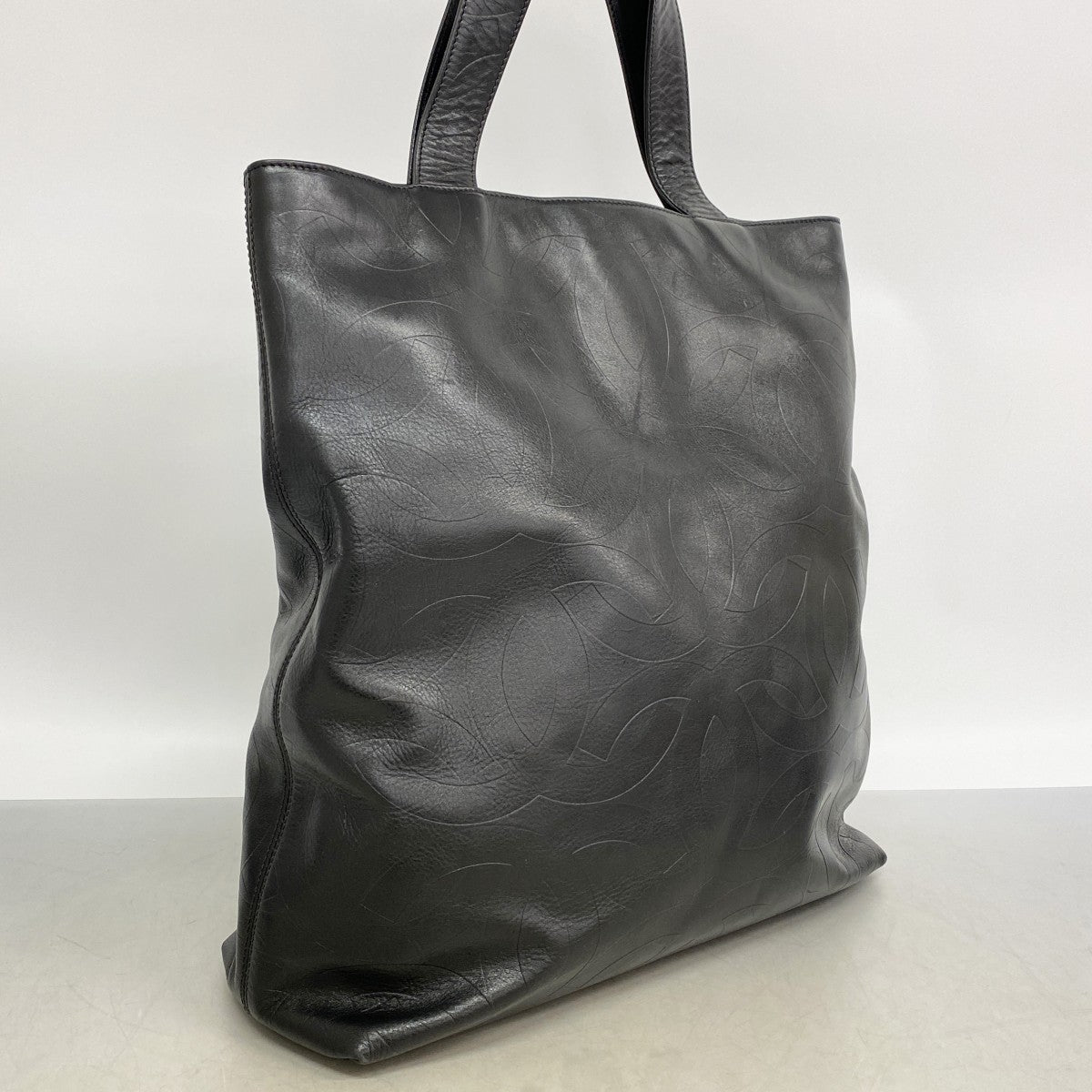 【6fb2314-k】シャネル トートバッグ レザー ブラック ゴールド金具【中古】レディース